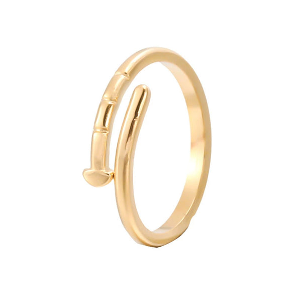Wholesale Women's Stainless Steel Open Nail Ring With Geometric Design And Electroplating Treatment