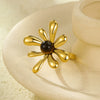Wholesale Women's Stainless Steel Open Ring Irregular Petal Light Luxury Electroplated