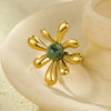 Wholesale Women's Stainless Steel Open Ring Irregular Petal Light Luxury Electroplated