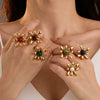 Wholesale Women's Stainless Steel Open Ring Irregular Petal Light Luxury Electroplated