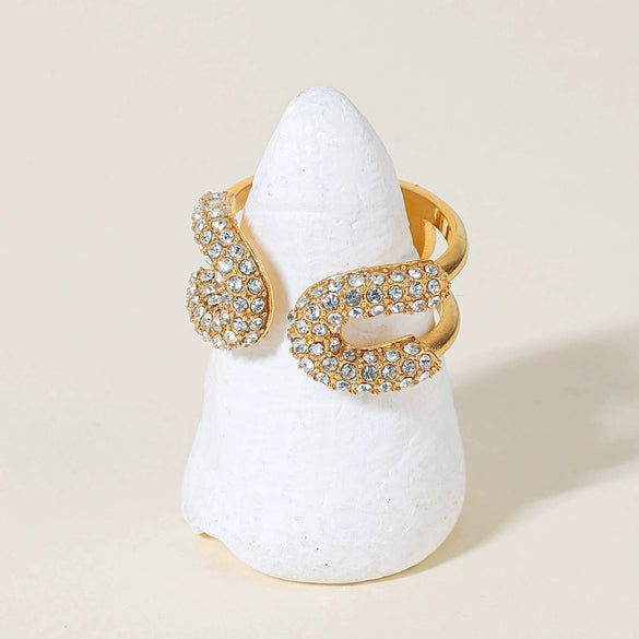 Wholesale Women's Stainless Steel Open Ring Set With Diamonds In Ushaped Original Design