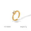 Wholesale Women's Stainless Steel Open Ring With Bow And Geometric Pattern Inlaid Zircon