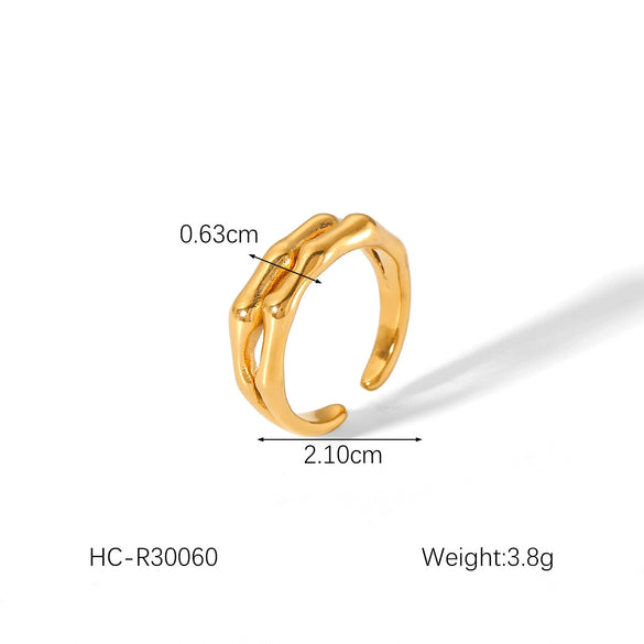 Wholesale Women's Stainless Steel Open Ring With Bow And Geometric Pattern Inlaid Zircon