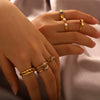 Wholesale Women's Stainless Steel Open Ring With Bow And Geometric Pattern Inlaid Zircon