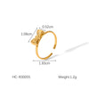 Wholesale Women's Stainless Steel Open Ring With Bow And Geometric Pattern Inlaid Zircon