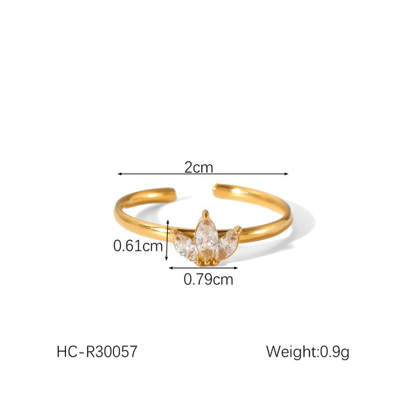Wholesale Women's Stainless Steel Open Ring With Bow And Geometric Pattern Inlaid Zircon