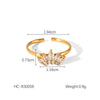 Wholesale Women's Stainless Steel Open Ring With Bow And Geometric Pattern Inlaid Zircon