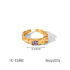 Wholesale Women's Stainless Steel Open Ring With Bow And Geometric Pattern Inlaid Zircon