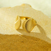 Wholesale Women's Stainless Steel Open Ring With Fan Shell Shape Electroplated In Natural Style