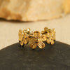 Wholesale Women's Stainless Steel Open Ring With Flower Geometric Pattern 18K Gold Plated
