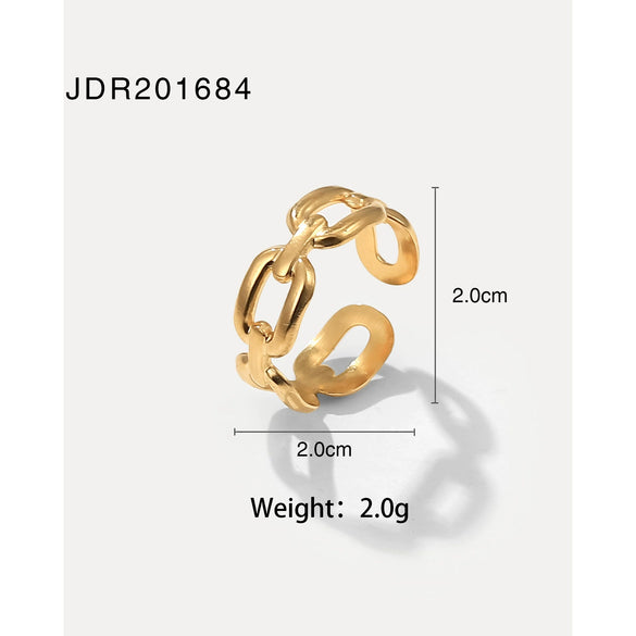 Wholesale Women's Stainless Steel Open Ring With Geometric Design And Electroplating