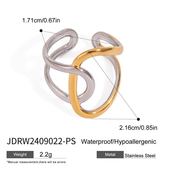 Wholesale Women's Stainless Steel Open Ring With Gold And Silver Color Matching Geometric Style And Electroplating Design