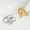 Wholesale Women's Stainless Steel Open Ring With Leaf Design And Electroplating Small Fresh Style