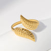 Wholesale Women's Stainless Steel Open Ring With Leaf Design And Electroplating Small Fresh Style