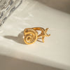 Wholesale Women's Stainless Steel Open Ring With Starfish And Conch Geometric Style Electroplated
