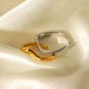 Wholesale Women's Stainless Steel Open Ring With Wave Geometric Pattern And Electroplating Process Minimalist Style