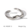 Wholesale Women's Stainless Steel Open Ring With Wave Geometric Pattern And Electroplating Process Minimalist Style