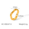 Wholesale Women's Stainless Steel Open Ring With Wave Geometric Pattern And Electroplating Process Minimalist Style