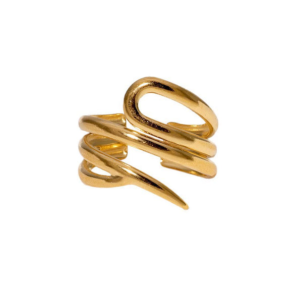 Wholesale Women's Stainless Steel Openended Geometric Ring With Electroplating Minimalist Style