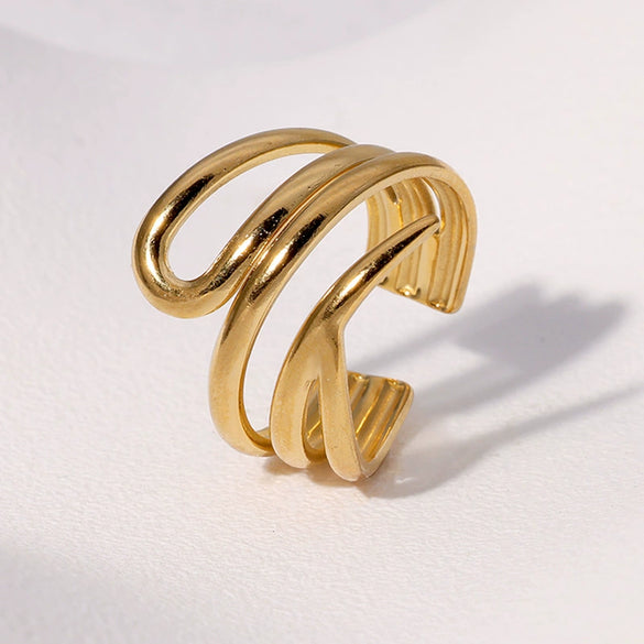 Wholesale Women's Stainless Steel Openended Geometric Ring With Electroplating Minimalist Style