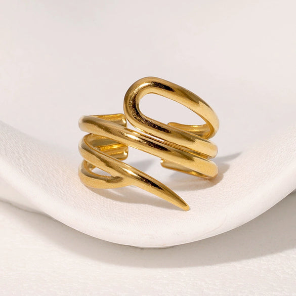 Wholesale Women's Stainless Steel Openended Geometric Ring With Electroplating Minimalist Style