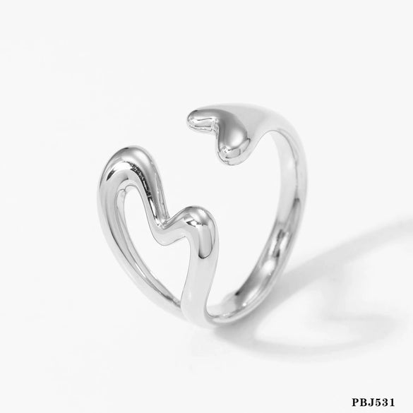 Wholesale Women's Stainless Steel Opening Double Love Ring With Geometric Design And Electroplating Exquisite Fashion Jewelry With Joker Trend And Sweet Wind
