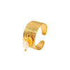 Wholesale Women's Stainless Steel Opening Ring With Freshwater Pendant 18K Gold Plated Star Patterned Pendant Ring