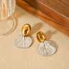 Wholesale Women's Stainless Steel Oval Geometric Electroplated Earrings With Gold And Silver Color Matching And Fishtail Design