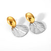 Wholesale Women's Stainless Steel Oval Geometric Electroplated Earrings With Gold And Silver Color Matching And Fishtail Design