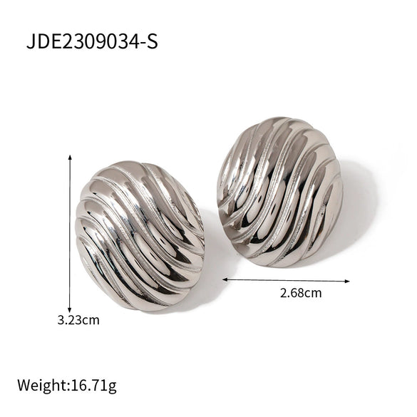 Wholesale Women's Stainless Steel Oval Geometric Electroplated Earrings