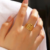 Wholesale Women's Stainless Steel Palm Ring Hip Hop Style Cold Open Adjustment Gold Plated Electroplated