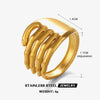 Wholesale Women's Stainless Steel Palm Ring Hip Hop Style Cold Open Adjustment Gold Plated Electroplated