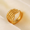 Wholesale Women's Stainless Steel Palm Ring Hip Hop Style Cold Open Adjustment Gold Plated Electroplated
