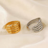 Wholesale Women's Stainless Steel Palm Ring Hip Hop Style Cold Open Adjustment Gold Plated Electroplated
