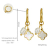 Wholesale Women's 316L Stainless Steel Pearl Four Leaf Clover Geometric Electroplated Earrings
