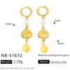 Wholesale Women's Stainless Steel Pearl Necklace And Shell Earrings Set With Lotus Painted Oil Drop Pendant 18K Vacuum Gold Plated