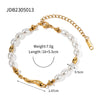 Wholesale Women's Stainless Steel Pearl Stacked Bracelet With Geometric Design And Electroplating