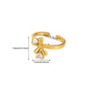 Wholesale Women's Stainless Steel Pearl Zircon Hollow Geometric Opening Starfish Shell Ring Electroplated