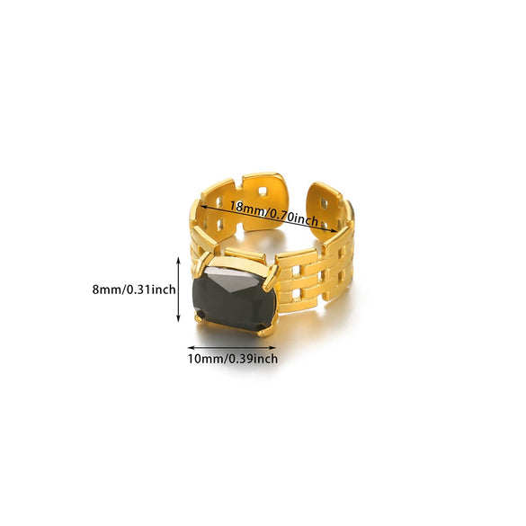 Wholesale Women's Stainless Steel Pearl Zircon Hollow Geometric Opening Starfish Shell Ring Electroplated