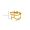 Wholesale Women's Stainless Steel Pearl Zircon Hollow Geometric Opening Starfish Shell Ring Electroplated