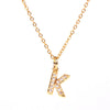Wholesale Women's Stainless Steel Pendant Necklace With 26 English Letters Pattern O Chain And Diamond Design