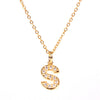 Wholesale Women's Stainless Steel Pendant Necklace With 26 English Letters Pattern O Chain And Diamond Design
