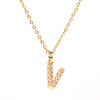 Wholesale Women's Stainless Steel Pendant Necklace With 26 English Letters Pattern O Chain And Diamond Design