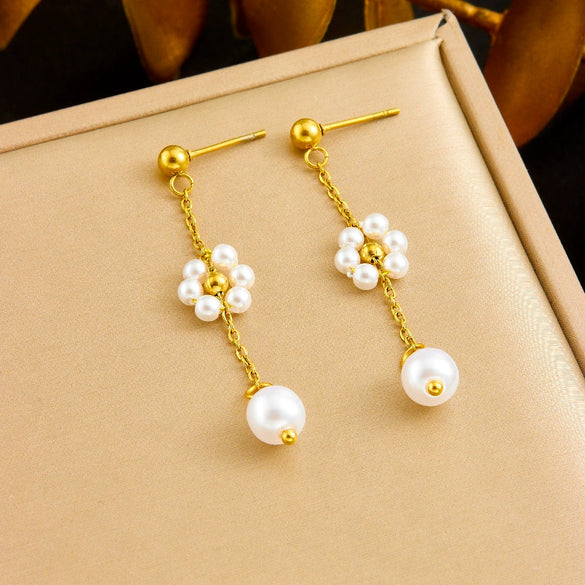 Wholesale Women's Stainless Steel Plants And Flowers Pattern Electroplated Jewelry Set Earrings Necklace Bracelet