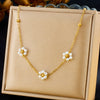 Wholesale Women's Stainless Steel Plants And Flowers Pattern Electroplated Jewelry Set Earrings Necklace Bracelet