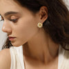 Wholesale Women's Stainless Steel Pvd Furnace Vacuum Real Gold Plated Flower Earrings Light Luxury Non Fading