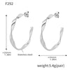 Wholesale Women's Stainless Steel Pvd Plated Geometric C Shaped And U Shaped Fashion Earrings