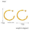 Wholesale Women's Stainless Steel Pvd Plated Geometric C Shaped And U Shaped Fashion Earrings