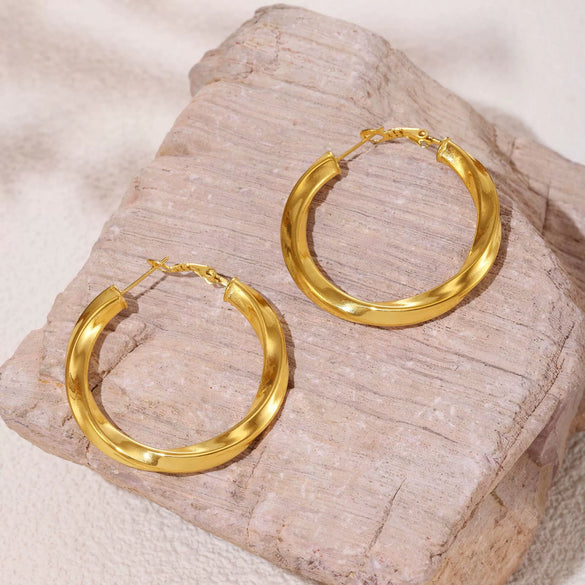 Wholesale Women's Stainless Steel Pvd Plated Geometric C Shaped And U Shaped Fashion Earrings