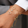 Wholesale Women's Stainless Steel Real Gold Plated Bracelet With Heart Circle And Eight Pointed Star Design